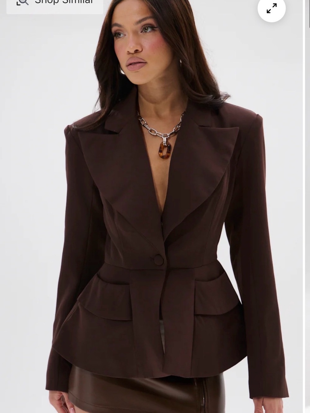 AKIRA Chocolate Brown Peplum Tailored Blazer
